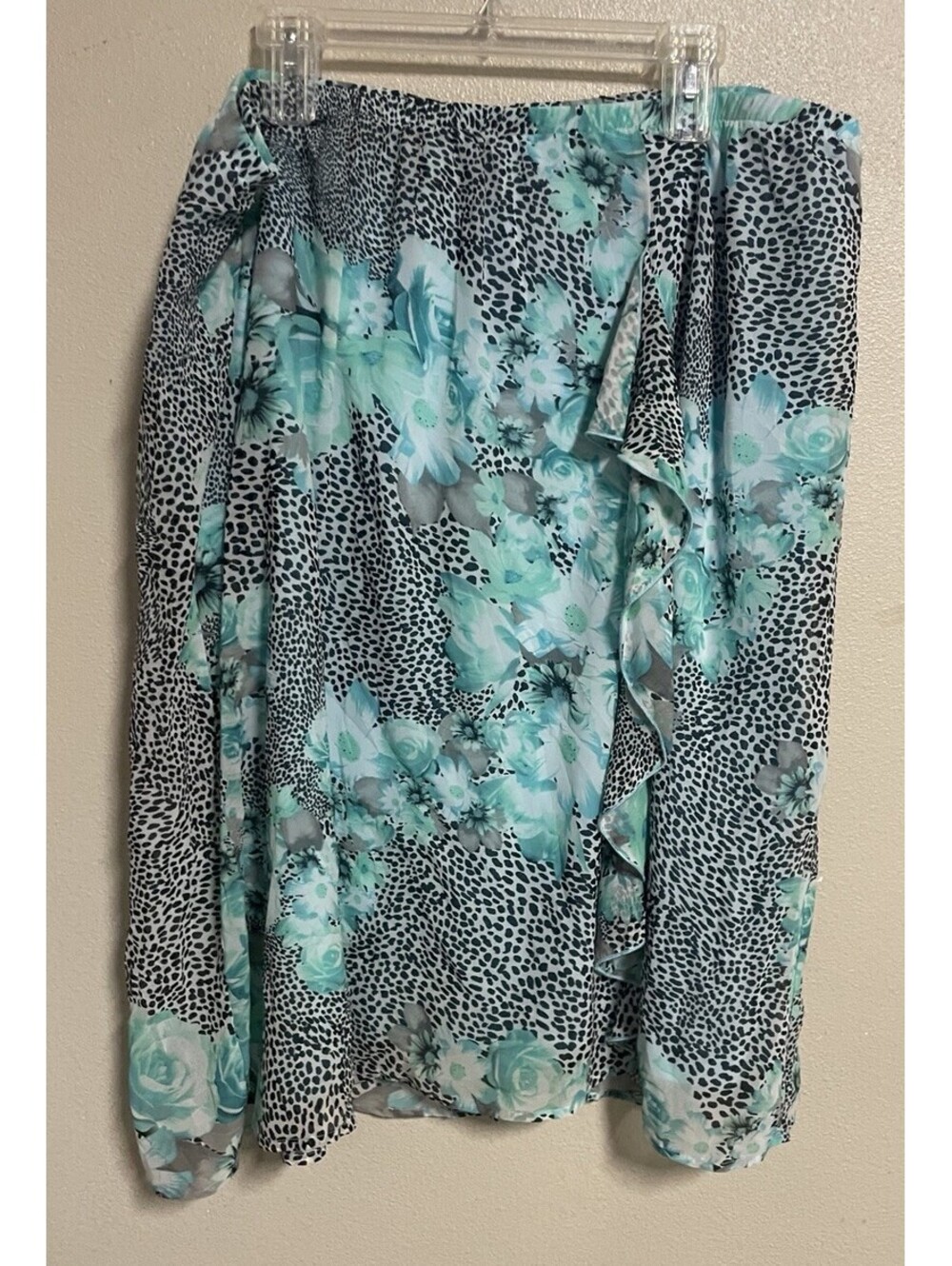 plus size skirt 1x Sag Harbor Blue Animal Floral Print Ruffles Midi